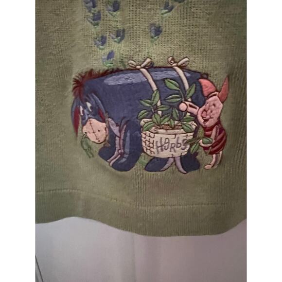 Disney Store Vintage Rare Find Winnie the Pooh Green Long Sleeve L Blouse Cotton - Picture 5 of 8